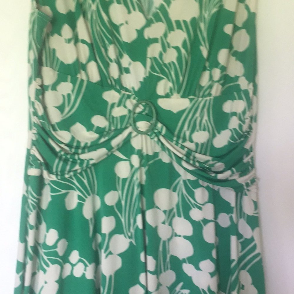 Green and white dress